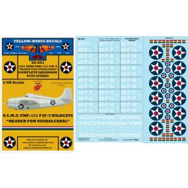 Yellow Wings 1/48 decals 48-061 48-061 USMC F4F-3 Wildcat VMF-121 Yellow Wings 1/48 decals 48-061 48-061 USMC F4F-3 Wildcat VMF-121